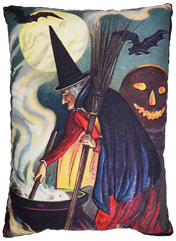 Vintage Witch Postcard Pillow